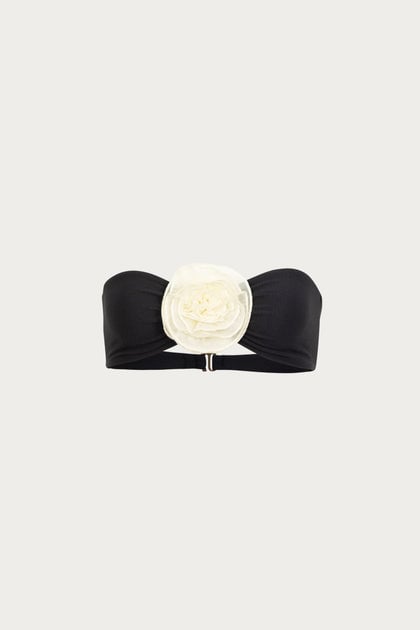 Rose Bandeau Top (Faux Suede Black/Cream) and Rose 90S Bottom (Faux Suede Black/Cream) from Same