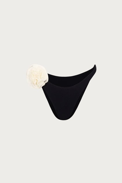 Rose Bandeau Top (Faux Suede Black/Cream) and Rose 90S Bottom (Faux Suede Black/Cream) from Same