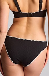 Panache Jennifer Plunge Bikini Top and Classic Bottoms in Aurora Black/White in Aurora black with white picot trim, additional product shot