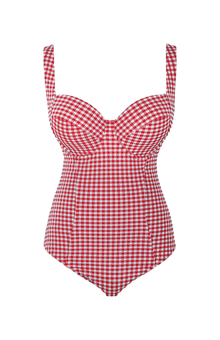 Panache Paloma Balcony Swimsuit in Red Gingham in Red gingham, additional product shot
