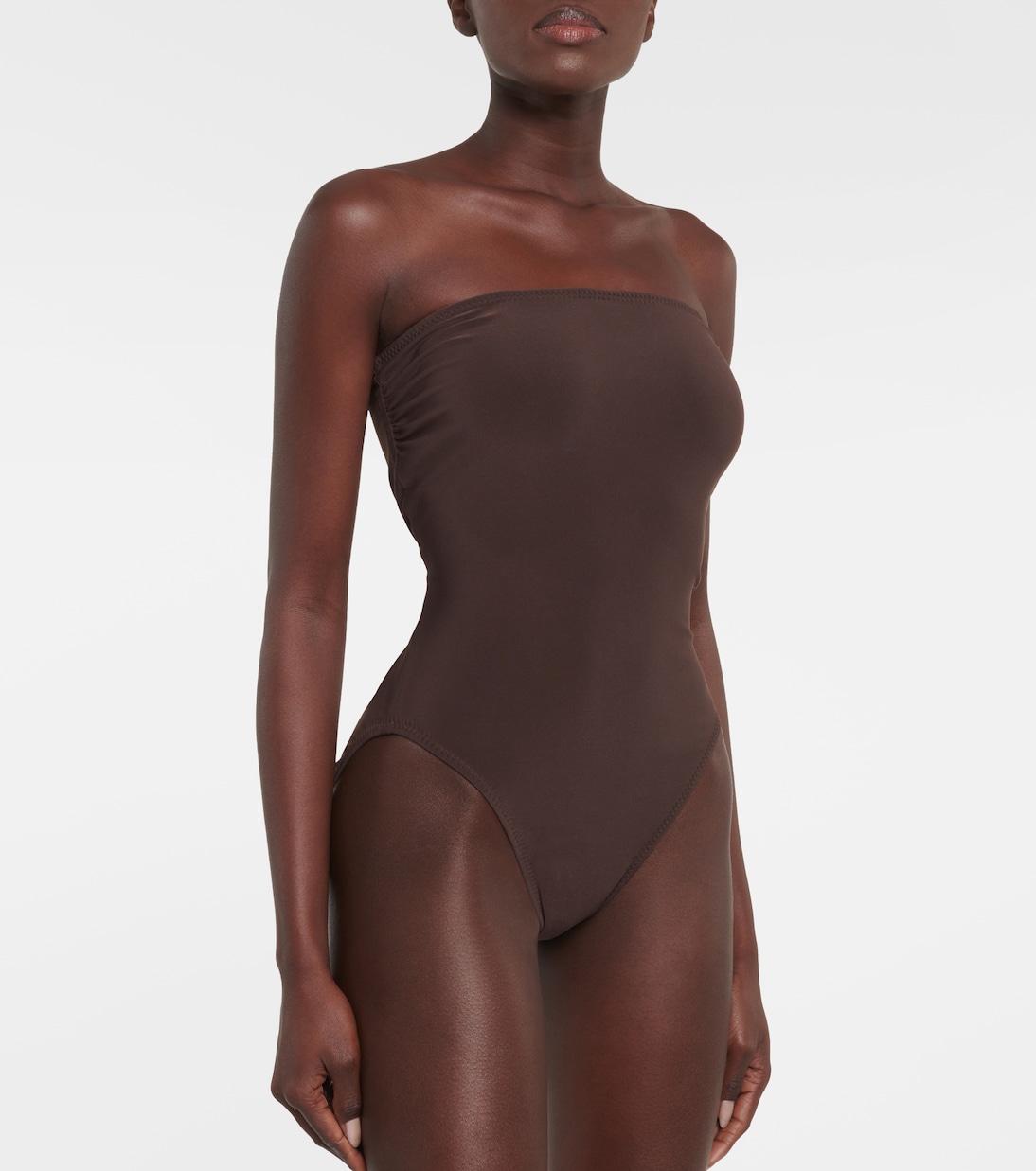 Bishop strapless swimsuit by Norma Kamali