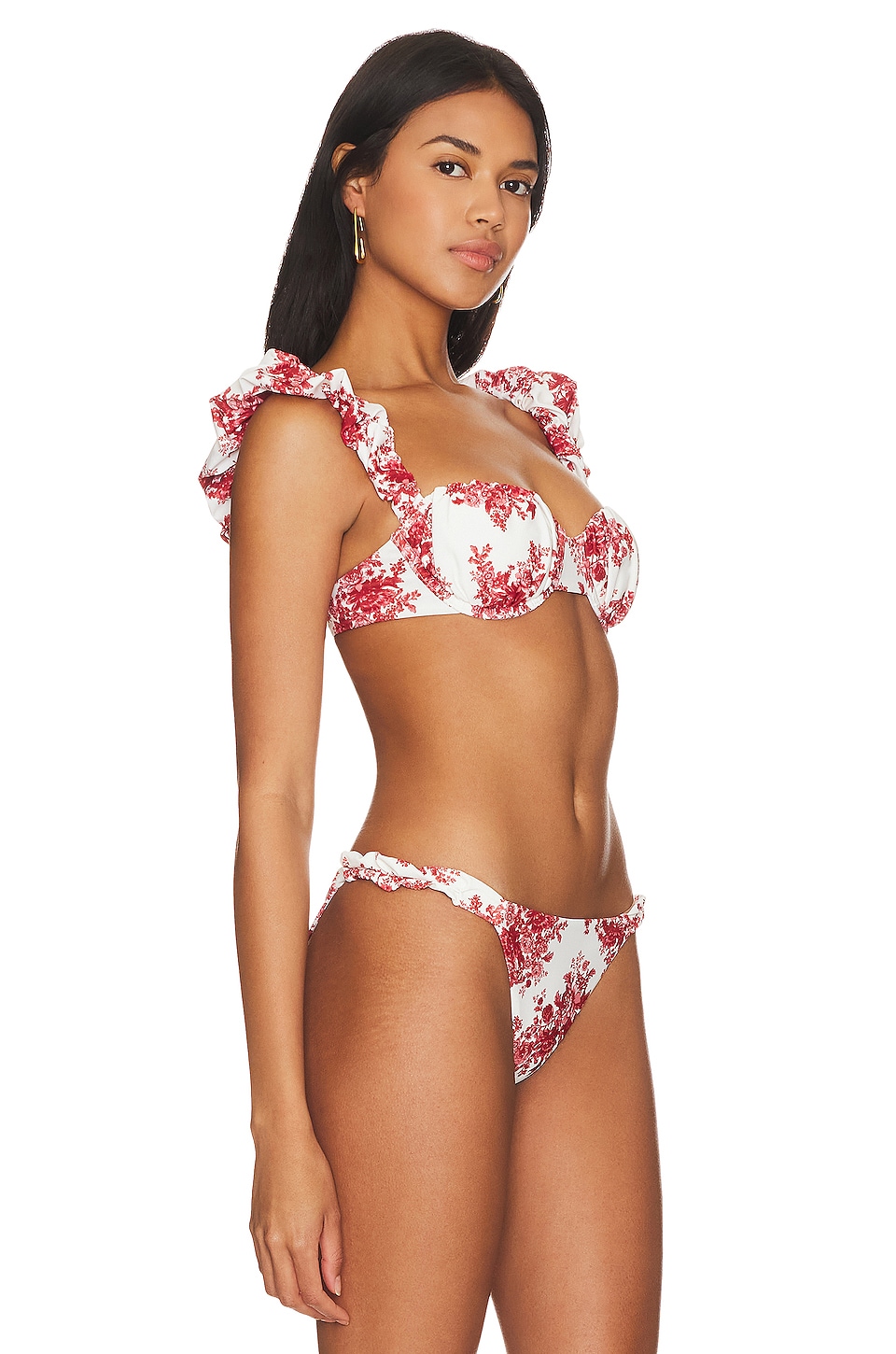 Zella Top and Bottom in Red Cream Floral Pattern by LPA