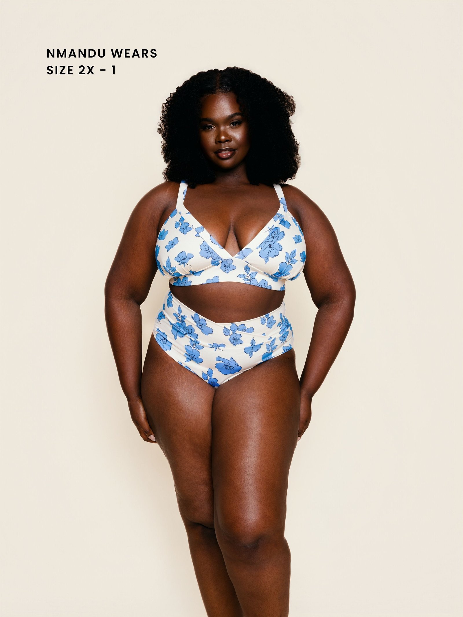 Banded Triangle Top In Blue Floral