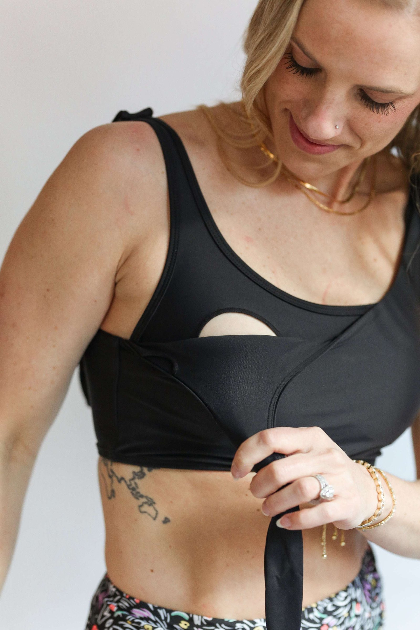 Tie Shoulder Breastfeeding Bikini Swimsuit Top by Milk & Baby