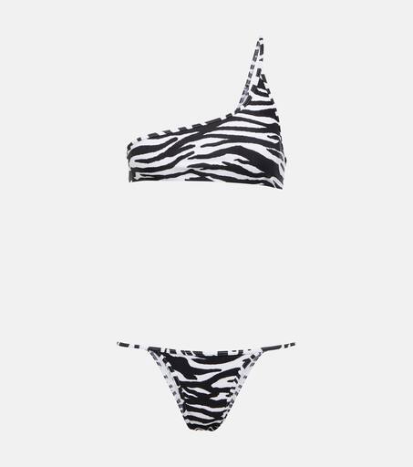 Printed One Shoulder Bikini In Multicoloured  from The Attico