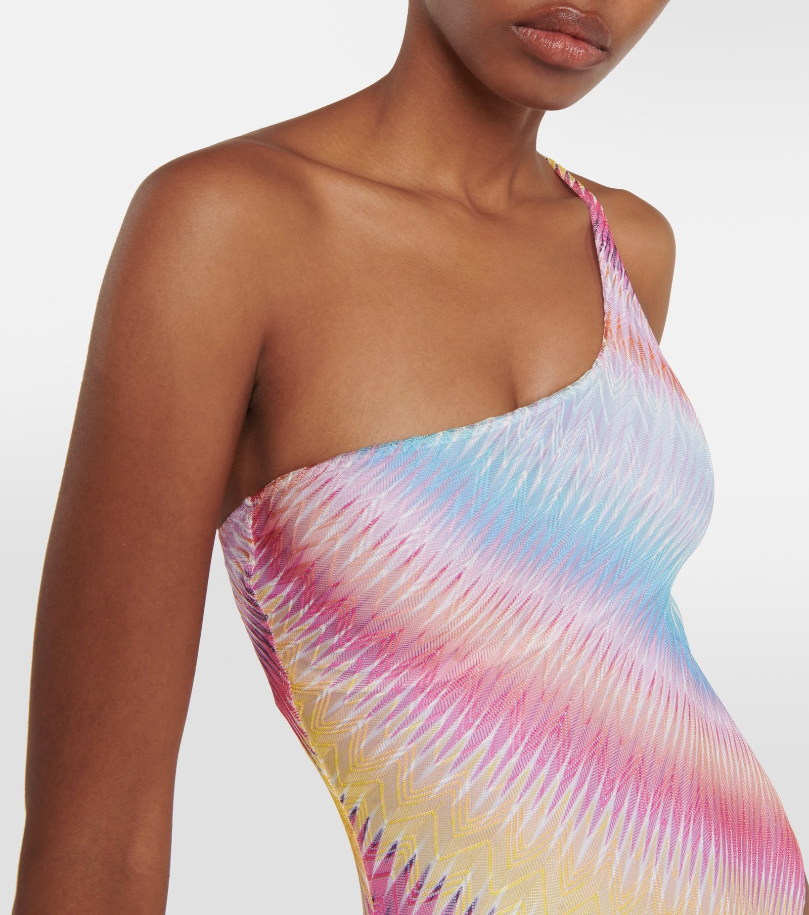 Zig Zag One Shoulder Swimsuit In Multicoloured from Missoni Mare