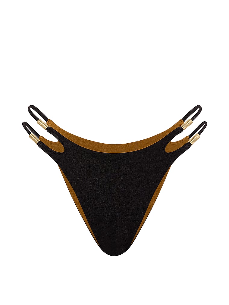 Victoria's Secret Reversible Cut-out Rings Brazilian bikini bottom, double-strap detail, off-figure flatlay