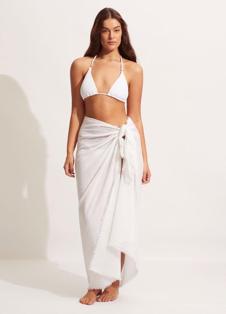 Textured Cotton Beach Wrap - White by Seafolly