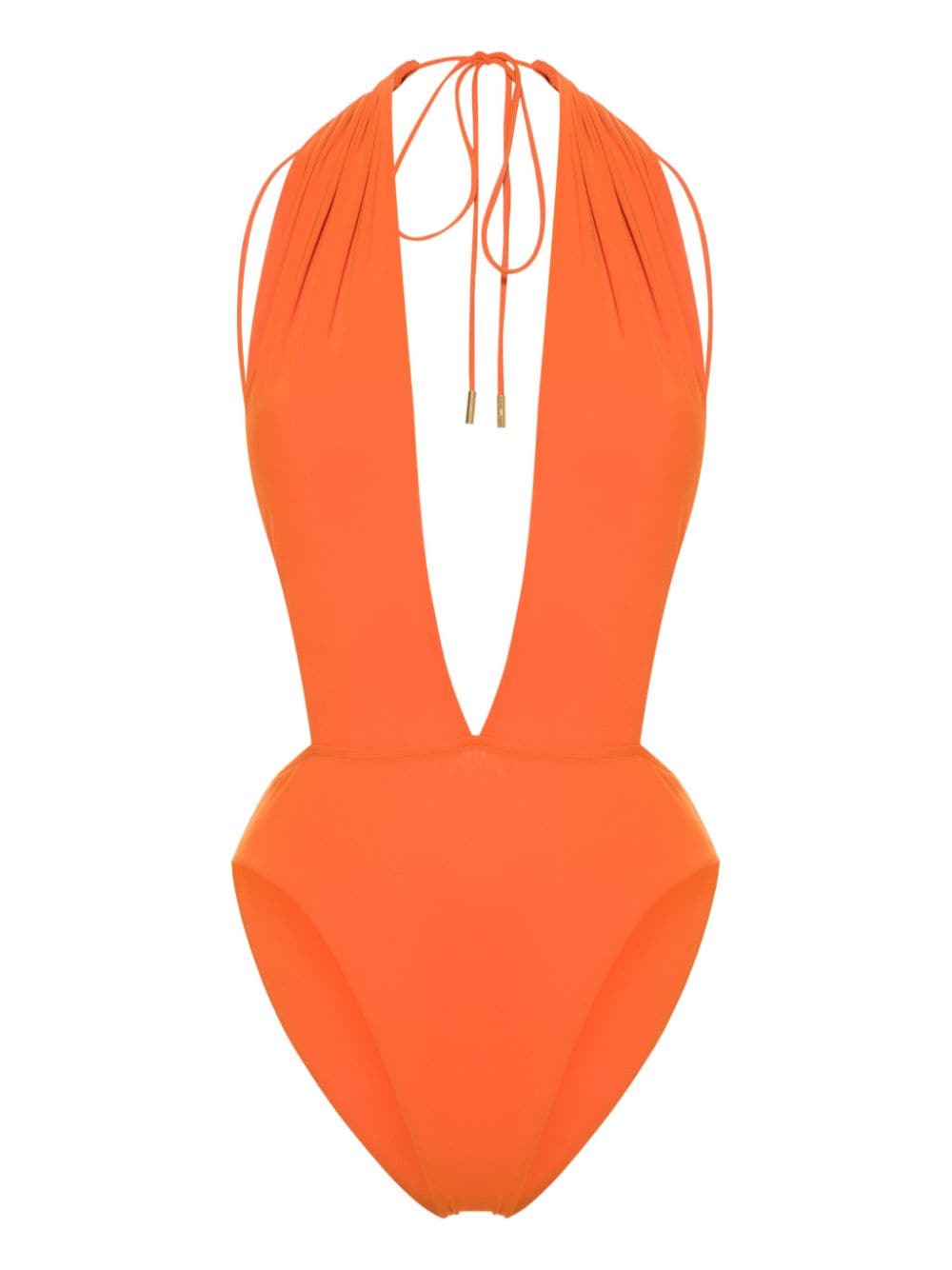 Backless V-halter swimsuit by Yves Saint Laurant