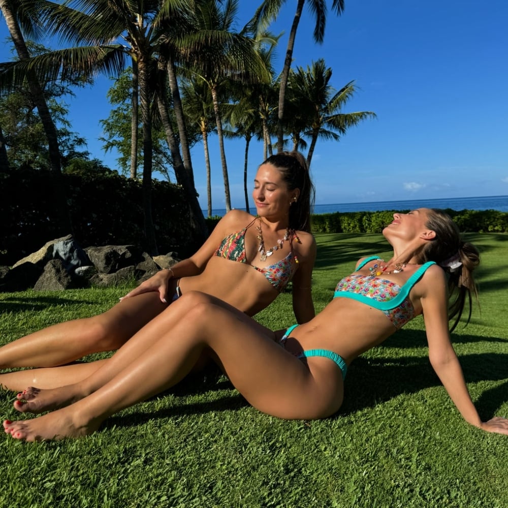 Sydney Costello and Georgia Costello wearing bikinis by Strawberry Milk Mob