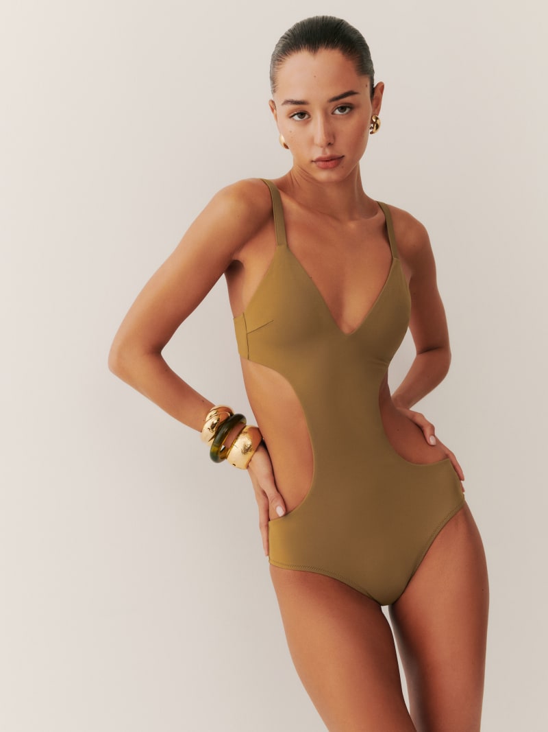 Paddle One Piece in Olive by Reformation