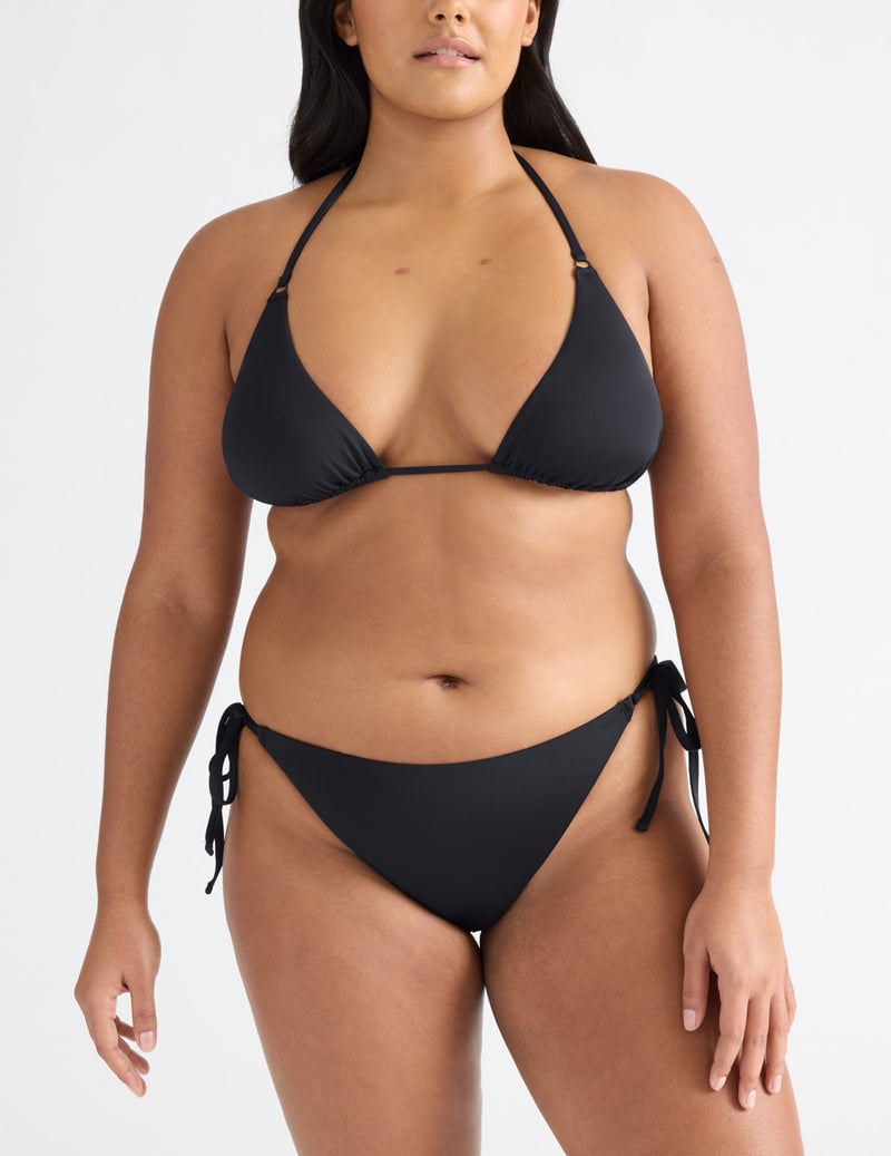 Triangle Bikini Top and String Bikini Bottom in Black by Knix