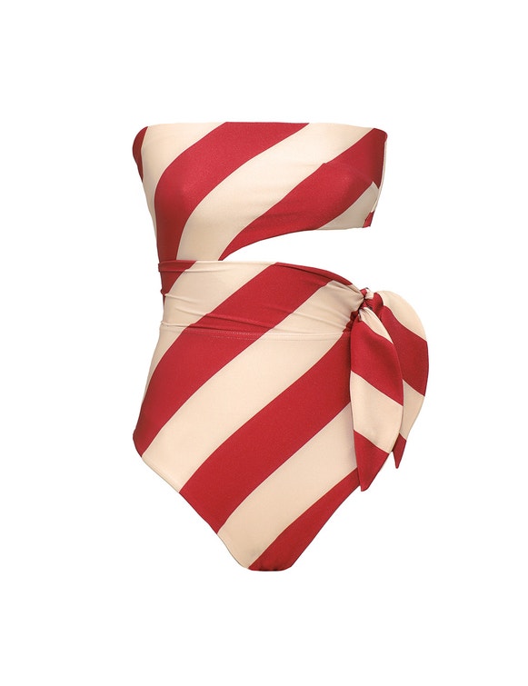 Roselight Tie Bandeau 1pc - Raspberry Cream Stripe