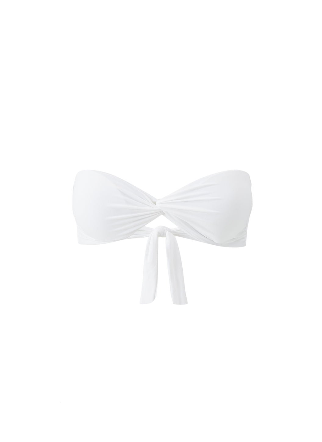 Melissa Odabash Nevis white twist-front bandeau bikini top studio cutout with tie-back detail