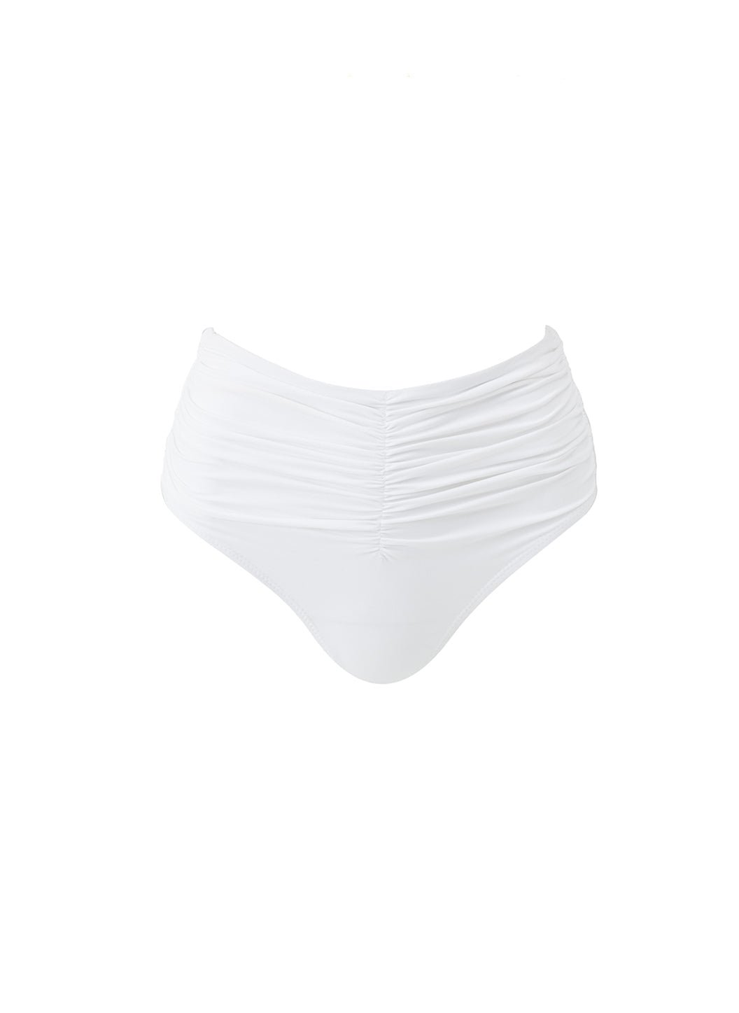 Melissa Odabash Nevis white ruched high-waisted bikini bottom studio cutout on white