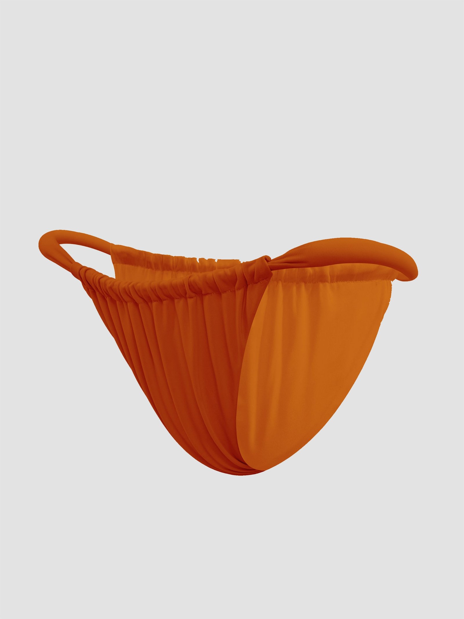 Joni Matte Bottom in tangerine: a ruched high-cut bikini bottom, product shot