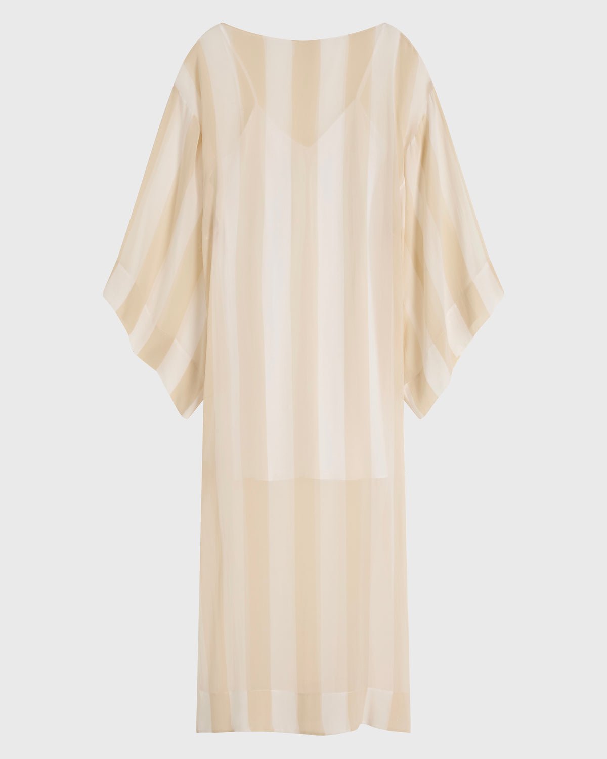 Capri Silk Kimono Sleeve Maxi - Ecru Stripe