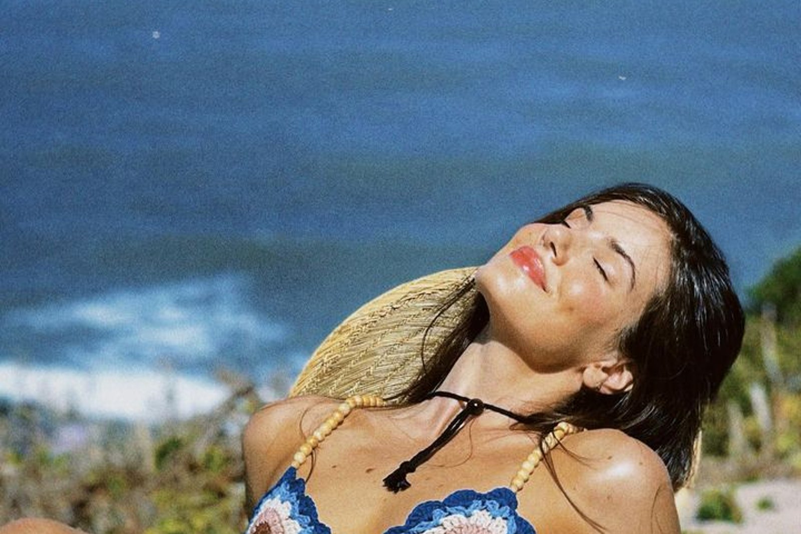 Camila Queiroz wearing a crochet bikini